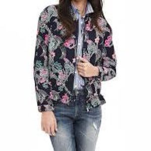 Banana Republic bird print drapey bomber jacket